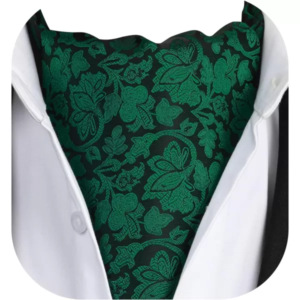 HISDERN Ascot Ties for Men Paisley Cravat Tie and Pocket Square Set Floral Mens Ascot Scarf Handkerchief Wedding Party