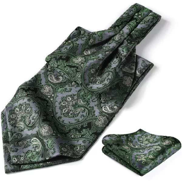 HISDERN Ascot Ties for Men Paisley Cravat Tie and Pocket Square Set Floral Mens Ascot Scarf Handkerchief Wedding Party