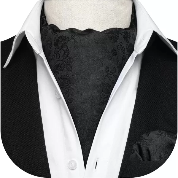 HISDERN Ascot Ties for Men Paisley Cravat Tie and Pocket Square Set Floral Mens Ascot Scarf Handkerchief Wedding Party