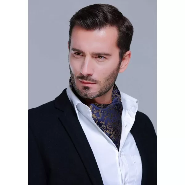 HISDERN Ascot Ties for Men Paisley Cravat Tie and Pocket Square Set Floral Mens Ascot Scarf Handkerchief Wedding Party