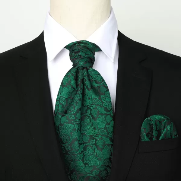HISDERN Ascot Ties for Men Paisley Cravat Tie and Pocket Square Set Floral Mens Ascot Scarf Handkerchief Wedding Party