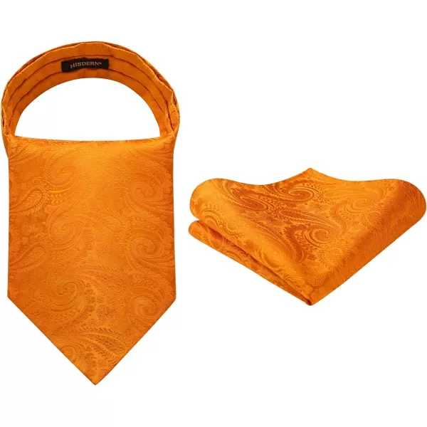 HISDERN Ascot Ties for Men Paisley Cravat Tie and Pocket Square Set Floral Mens Ascot Scarf Handkerchief Wedding Party