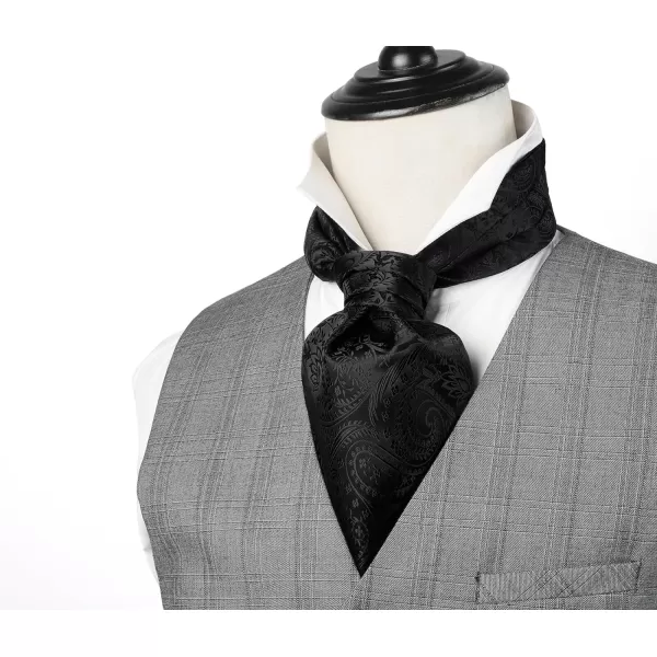HISDERN Ascot Ties for Men Paisley Cravat Tie and Pocket Square Set Floral Mens Ascot Scarf Handkerchief Wedding Party