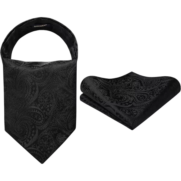 HISDERN Ascot Ties for Men Paisley Cravat Tie and Pocket Square Set Floral Mens Ascot Scarf Handkerchief Wedding Party