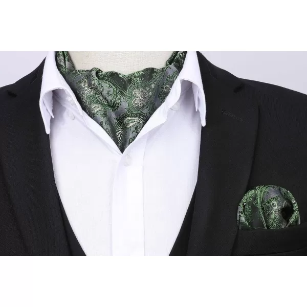 HISDERN Ascot Ties for Men Paisley Cravat Tie and Pocket Square Set Floral Mens Ascot Scarf Handkerchief Wedding Party