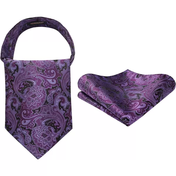 HISDERN Ascot Ties for Men Paisley Cravat Tie and Pocket Square Set Floral Mens Ascot Scarf Handkerchief Wedding Party