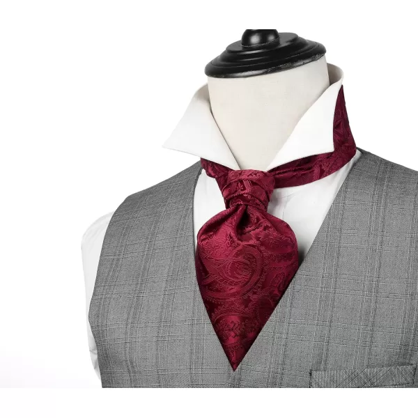 HISDERN Ascot Ties for Men Paisley Cravat Tie and Pocket Square Set Floral Mens Ascot Scarf Handkerchief Wedding Party