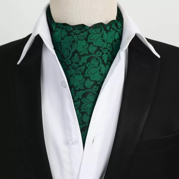 HISDERN Ascot Ties for Men Paisley Cravat Tie and Pocket Square Set Floral Mens Ascot Scarf Handkerchief Wedding Party