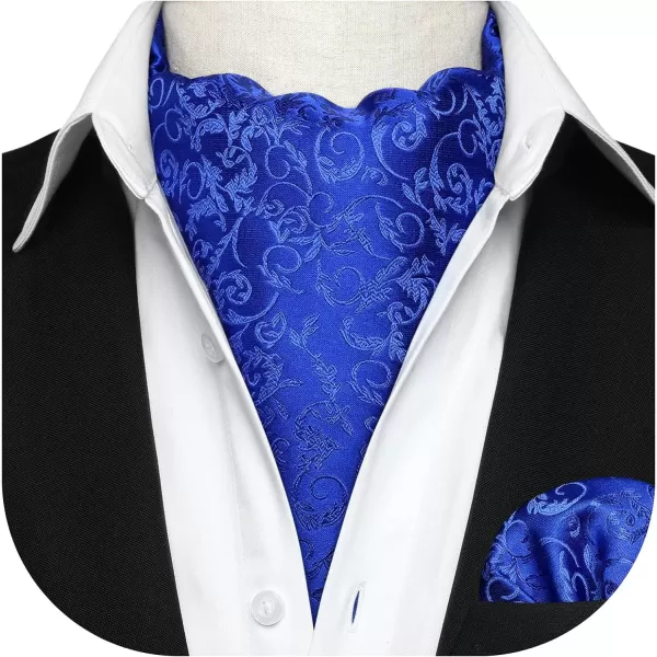 HISDERN Ascot Ties for Men Paisley Cravat Tie and Pocket Square Set Floral Mens Ascot Scarf Handkerchief Wedding Party