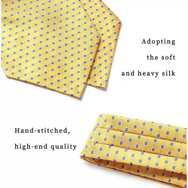 HISDERN Ascot Ties for Men Paisley Cravat Tie and Pocket Square Set Floral Mens Ascot Scarf Handkerchief Wedding Party