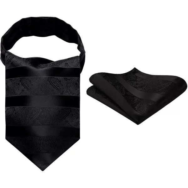 HISDERN Ascot Ties for Men Paisley Cravat Tie and Pocket Square Set Floral Mens Ascot Scarf Handkerchief Wedding Party
