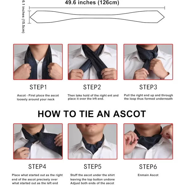 HISDERN Ascot Ties for Men Paisley Cravat Tie and Pocket Square Set Floral Mens Ascot Scarf Handkerchief Wedding Party