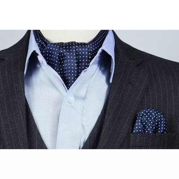 HISDERN Ascot Ties for Men Paisley Cravat Tie and Pocket Square Set Floral Mens Ascot Scarf Handkerchief Wedding Party