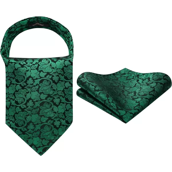 HISDERN Ascot Ties for Men Paisley Cravat Tie and Pocket Square Set Floral Mens Ascot Scarf Handkerchief Wedding Party
