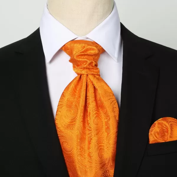 HISDERN Ascot Ties for Men Paisley Cravat Tie and Pocket Square Set Floral Mens Ascot Scarf Handkerchief Wedding Party