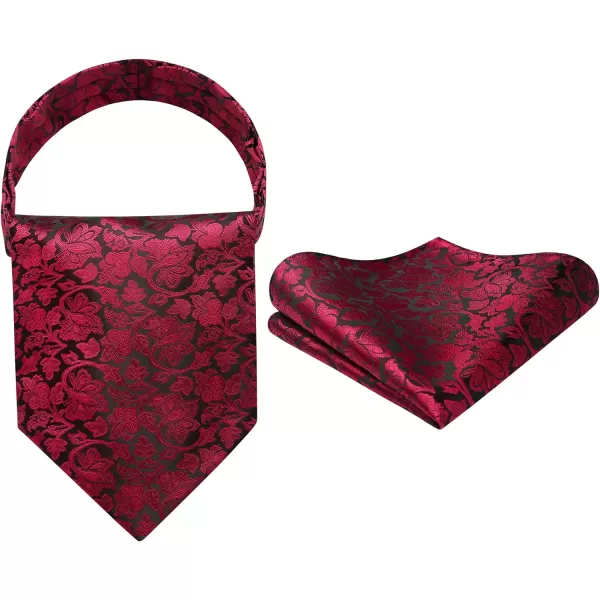 HISDERN Ascot Ties for Men Paisley Cravat Tie and Pocket Square Set Floral Mens Ascot Scarf Handkerchief Wedding Party