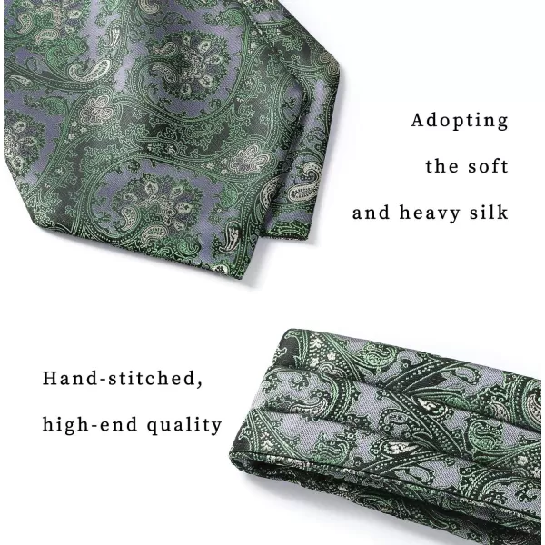 HISDERN Ascot Ties for Men Paisley Cravat Tie and Pocket Square Set Floral Mens Ascot Scarf Handkerchief Wedding Party