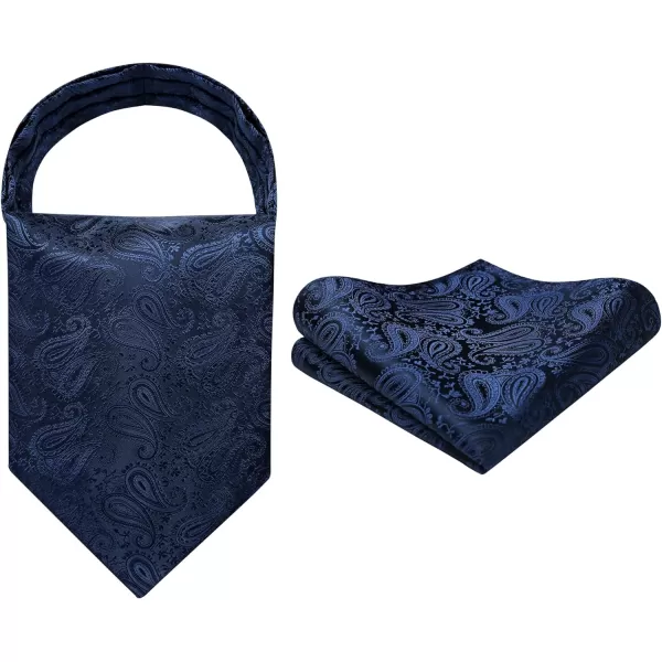 HISDERN Ascot Ties for Men Paisley Cravat Tie and Pocket Square Set Floral Mens Ascot Scarf Handkerchief Wedding Party