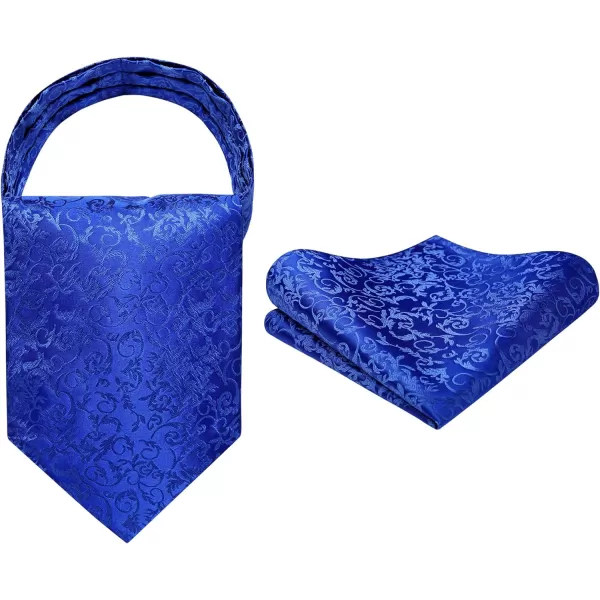 HISDERN Ascot Ties for Men Paisley Cravat Tie and Pocket Square Set Floral Mens Ascot Scarf Handkerchief Wedding Party