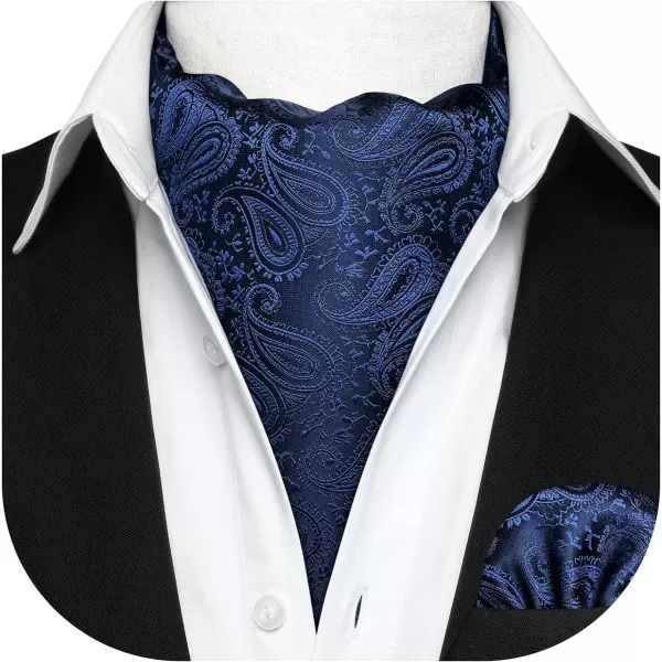 HISDERN Ascot Ties for Men Paisley Cravat Tie and Pocket Square Set Floral Mens Ascot Scarf Handkerchief Wedding Party