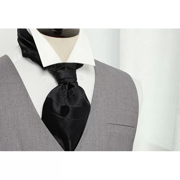 HISDERN Ascot Ties for Men Paisley Cravat Tie and Pocket Square Set Floral Mens Ascot Scarf Handkerchief Wedding Party
