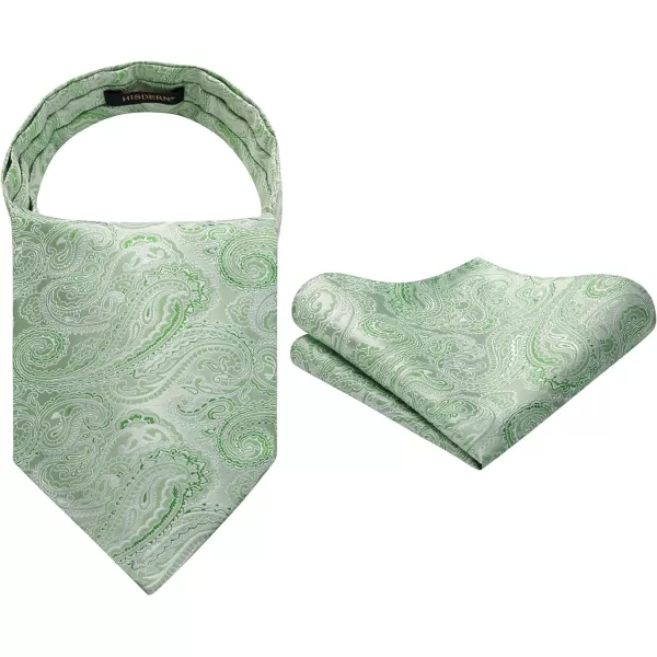 HISDERN Ascot Ties for Men Paisley Cravat Tie and Pocket Square Set Floral Mens Ascot Scarf Handkerchief Wedding Party