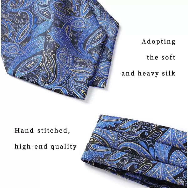 HISDERN Ascot Ties for Men Paisley Cravat Tie and Pocket Square Set Floral Mens Ascot Scarf Handkerchief Wedding Party