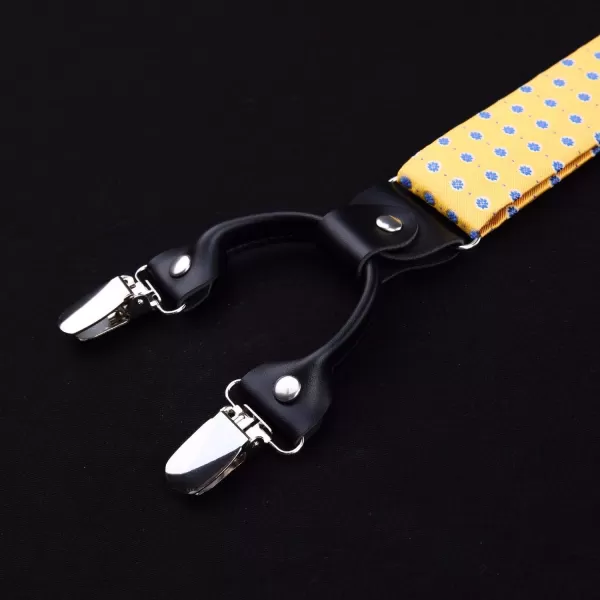 HISDERN Bow Tie and Suspenders for Men Floral Paisley Suspender Bowtie Set Adjustable Strong 6 Clips for Wedding Party