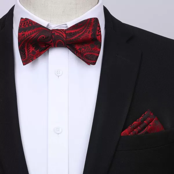 HISDERN Bow Tie and Suspenders for Men Floral Paisley Suspender Bowtie Set Adjustable Strong 6 Clips for Wedding Party