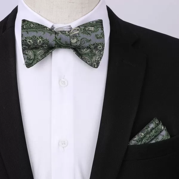 HISDERN Bow Tie and Suspenders for Men Floral Paisley Suspender Bowtie Set Adjustable Strong 6 Clips for Wedding Party