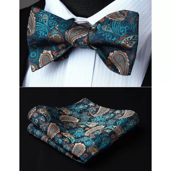 HISDERN Bow Tie and Suspenders for Men Floral Paisley Suspender Bowtie Set Adjustable Strong 6 Clips for Wedding Party