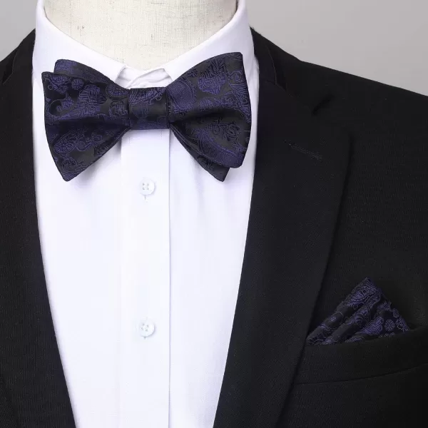 HISDERN Bow Tie and Suspenders for Men Floral Paisley Suspender Bowtie Set Adjustable Strong 6 Clips for Wedding Party