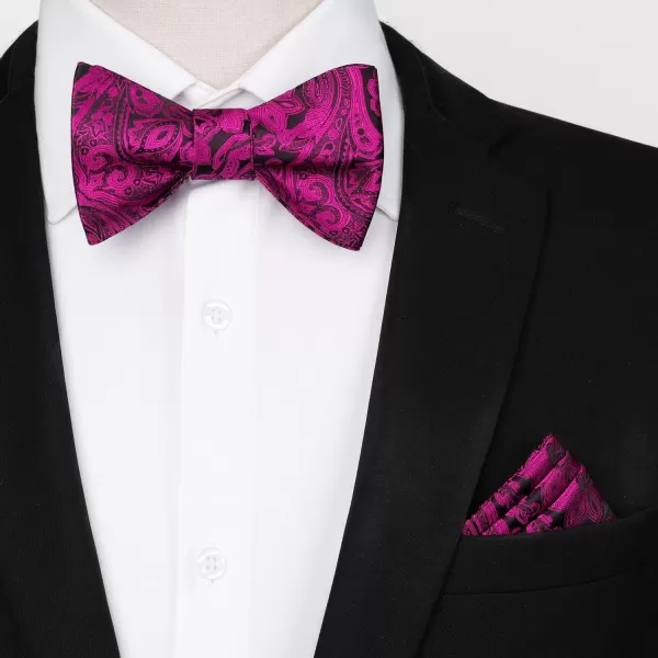 HISDERN Bow Tie and Suspenders for Men Floral Paisley Suspender Bowtie Set Adjustable Strong 6 Clips for Wedding Party