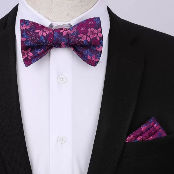 HISDERN Bow Tie and Suspenders for Men Floral Paisley Suspender Bowtie Set Adjustable Strong 6 Clips for Wedding Party