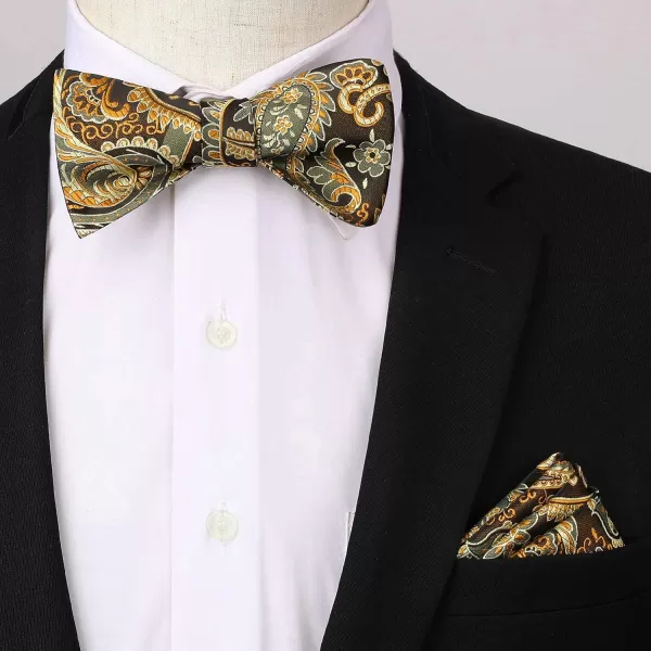 HISDERN Bow Tie and Suspenders for Men Floral Paisley Suspender Bowtie Set Adjustable Strong 6 Clips for Wedding Party
