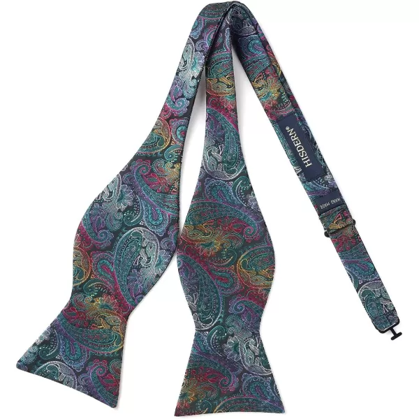 HISDERN Bow Tie and Suspenders for Men Floral Paisley Suspender Bowtie Set Adjustable Strong 6 Clips for Wedding Party