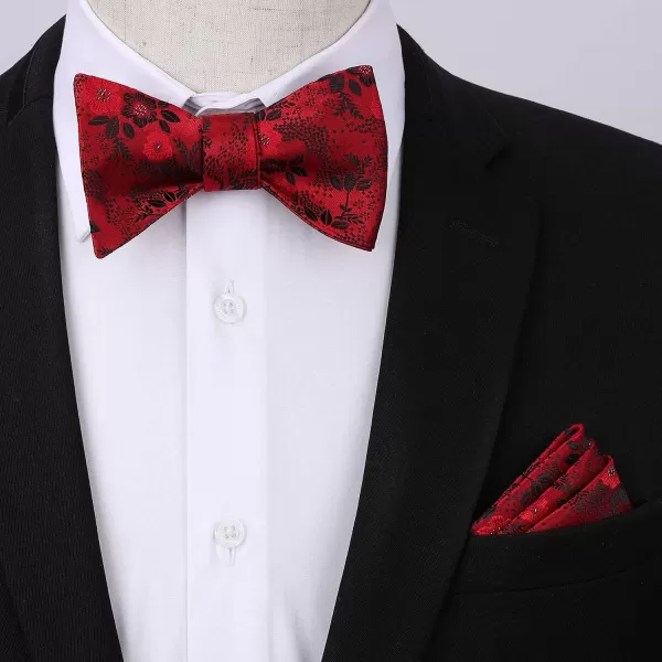 HISDERN Bow Tie and Suspenders for Men Floral Paisley Suspender Bowtie Set Adjustable Strong 6 Clips for Wedding Party