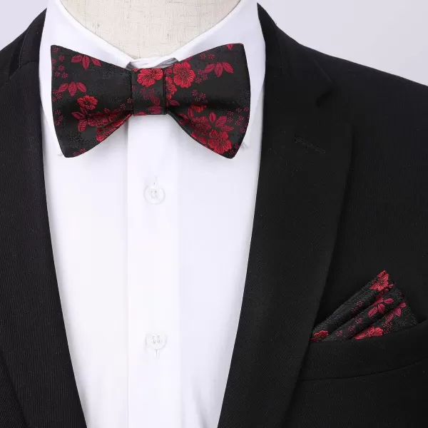 HISDERN Bow Tie and Suspenders for Men Floral Paisley Suspender Bowtie Set Adjustable Strong 6 Clips for Wedding Party