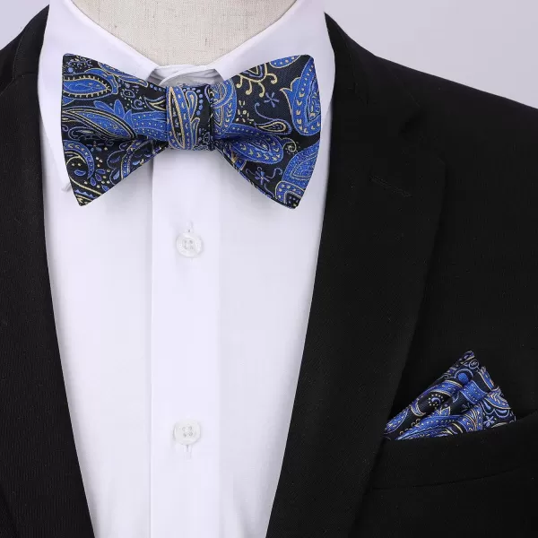 HISDERN Bow Tie and Suspenders for Men Floral Paisley Suspender Bowtie Set Adjustable Strong 6 Clips for Wedding Party