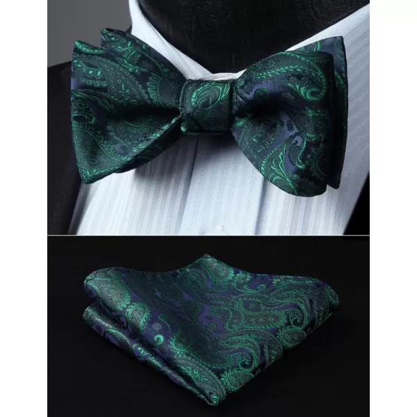 HISDERN Bow Tie and Suspenders for Men Floral Paisley Suspender Bowtie Set Adjustable Strong 6 Clips for Wedding Party
