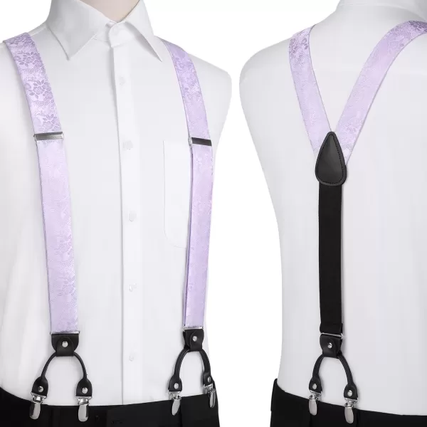 HISDERN Bow Tie and Suspenders for Men Floral Paisley Suspender Bowtie Set Adjustable Strong 6 Clips for Wedding Party