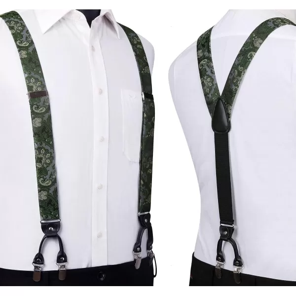 HISDERN Bow Tie and Suspenders for Men Floral Paisley Suspender Bowtie Set Adjustable Strong 6 Clips for Wedding Party