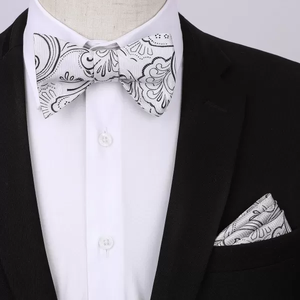HISDERN Bow Tie and Suspenders for Men Floral Paisley Suspender Bowtie Set Adjustable Strong 6 Clips for Wedding Party