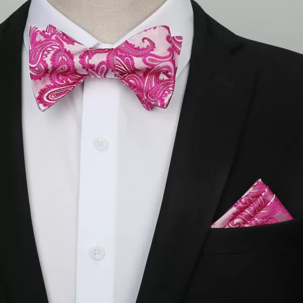 HISDERN Bow Tie and Suspenders for Men Floral Paisley Suspender Bowtie Set Adjustable Strong 6 Clips for Wedding Party