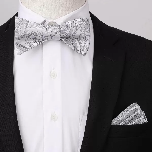 HISDERN Bow Tie and Suspenders for Men Floral Paisley Suspender Bowtie Set Adjustable Strong 6 Clips for Wedding Party