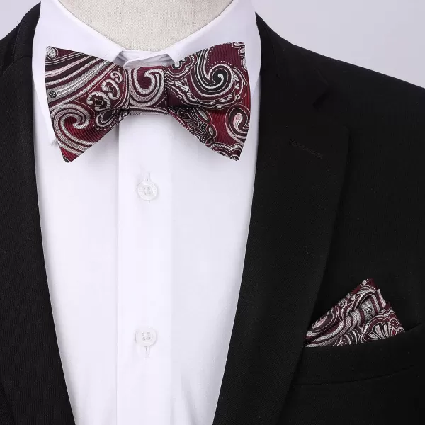 HISDERN Bow Tie and Suspenders for Men Floral Paisley Suspender Bowtie Set Adjustable Strong 6 Clips for Wedding Party