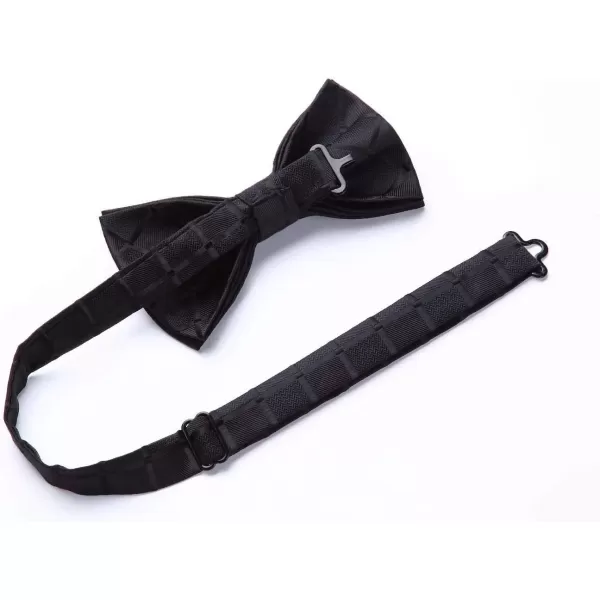 HISDERN Bow Tie and Suspenders for Men Suspender and Bowtie Handkerchief Set Adjustable Y Shape 6 Clips Wedding Brace