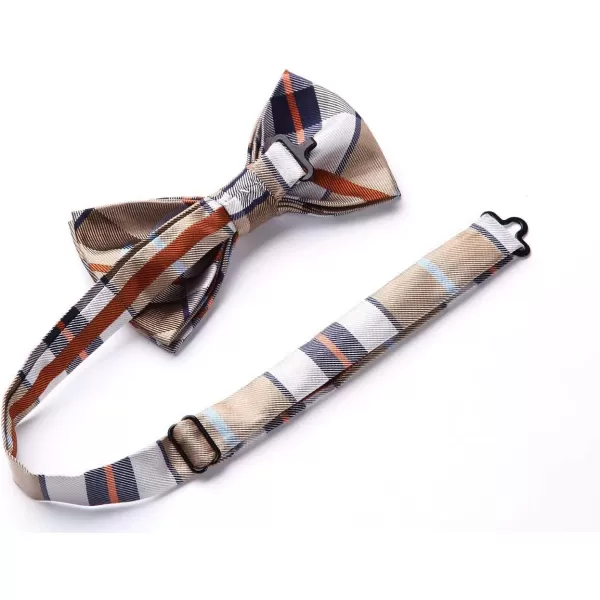 HISDERN Bow Tie and Suspenders for Men Suspender and Bowtie Handkerchief Set Adjustable Y Shape 6 Clips Wedding Brace