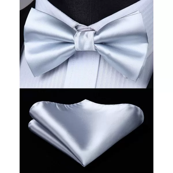 HISDERN Bow Tie and Suspenders for Men Suspender and Bowtie Handkerchief Set Adjustable Y Shape 6 Clips Wedding Brace