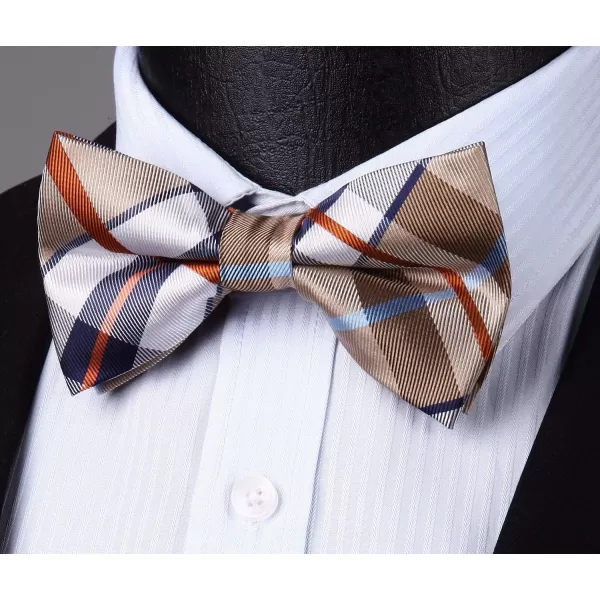 HISDERN Bow Tie and Suspenders for Men Suspender and Bowtie Handkerchief Set Adjustable Y Shape 6 Clips Wedding Brace